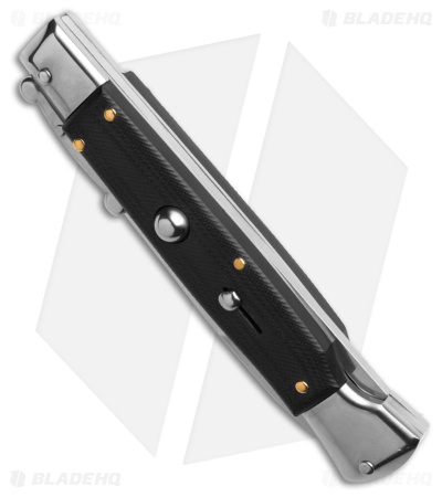AKC Swinguard 9" Automatic Stiletto Black G-10 (4" Satin Bayonet)