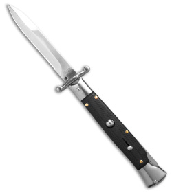 AKC Swinguard 9" Automatic Stiletto Black G-10 (4" Satin Bayonet)