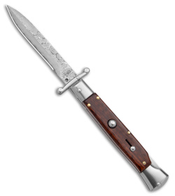 AKC World Swinguard 9" Auto Italian Bayonet Stiletto Snakewood (3.87" Damascus)