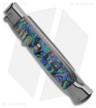 AKC 9"  Swinguard Automatic Italian Stiletto Knife Abalone (3.8" Polished) 