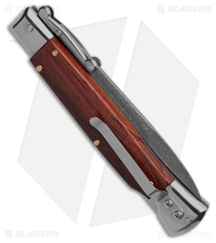 AKC 9" Swinguard Automatic Italian Stiletto Knife Cocobolo (3.8" Damascus)