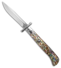 AKC World 11" Roma Drop Point Automatic Swinguard Abalone (4.6" Polished)