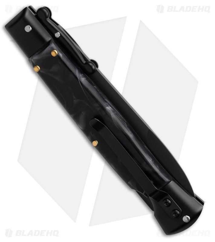 AKC World Swinguard 9" Automatic Black Marble w/ Sheath (3.8" Blk)