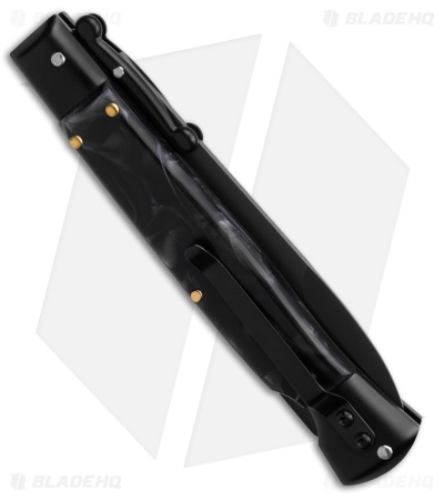 AKC World Swinguard 9" Automatic Black Marble w/ Sheath (3.8" Blk)