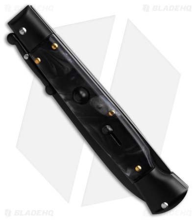 AKC World Swinguard 9" Automatic Black Marble w/ Sheath (3.8" Blk)