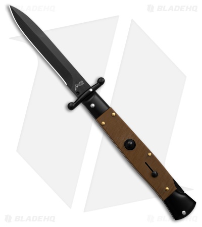 AKC World Swinguard 9" Automatic Tan/Tactical w/ Sheath (3.8" Blk Bayo)