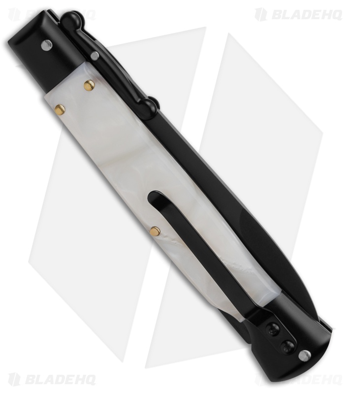 AKC World Swinguard 9" Automatic White Pearlex/Tactical w/ Sheath (3.8" Blk)