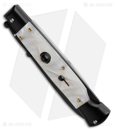 AKC World Swinguard 9" Automatic White Pearlex/Tactical w/ Sheath (3.8" Blk)
