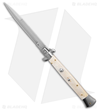 Frank B. 11" Italian Stiletto Bayonet Swinguard Auto Knife Mother of Pearl