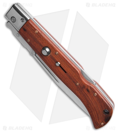 Italian Style 11" Roma Drop Point Automatic Swinguard Wood (4.6" Polished)