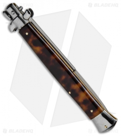 SKM 13" Italian Stiletto Automatic Knife Tortoise Acrylic (5.7" Satin Bayonet)