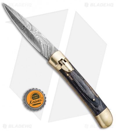 9"  Leverlock Dagger Automatic Stiletto Knife Blackwood (3.8" Damascus)