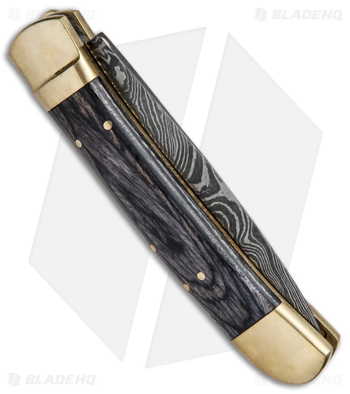 9"  Leverlock Dagger Automatic Stiletto Knife Blackwood (3.8" Damascus)