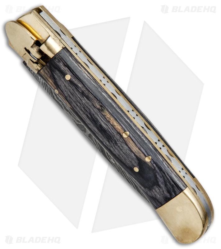 9"  Leverlock Dagger Automatic Stiletto Knife Blackwood (3.8" Damascus)