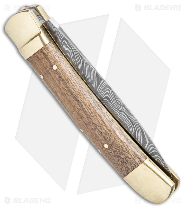 9"  Leverlock Dagger Automatic Stiletto Knife Wood (3.8" Damascus)