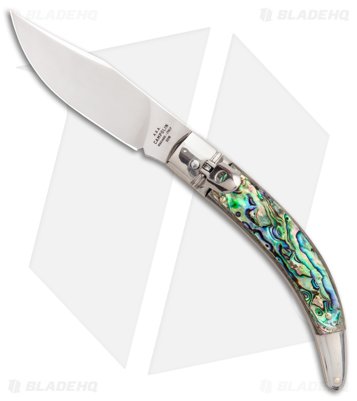 AGA Campolin Diana Lever Lock Automatic Knife Abalone (3.625" Polished)