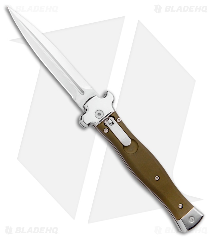 AGA Campolin Zero Dagger Leverlock Automatic Knife Green Aluminum (3.75" Satin)