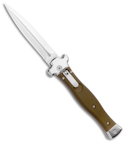 AGA Campolin Zero Dagger Leverlock Automatic Knife Green Aluminum (3.75" Satin)