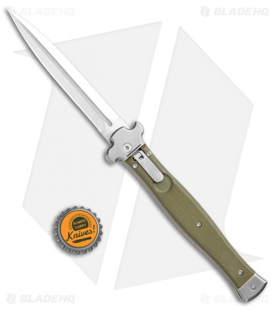 AGA Campolin Zero+ Dagger Leverlock Automatic Knife Green G-10 (4.25" Satin) 2.0