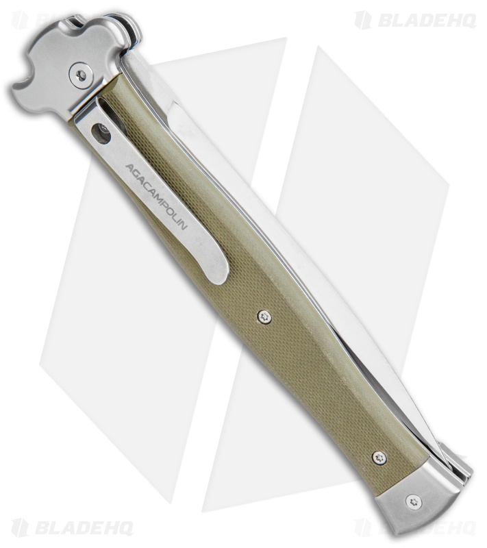 AGA Campolin Zero+ Dagger Leverlock Automatic Knife Green G-10 (4.25" Satin) 2.0
