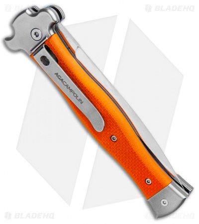 AGA Campolin Zero Dagger Leverlock Automatic Knife Orange G-10 (3.75" Satin)