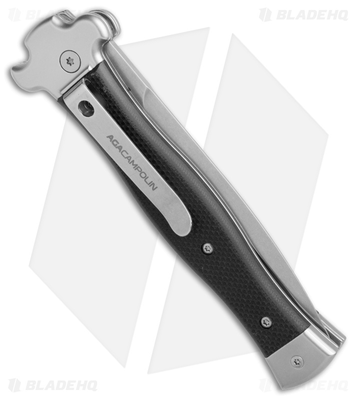 AGA Campolin Zero Dagger Leverlock Automatic Knife Black G-10 (3.75" Stonewash) 
