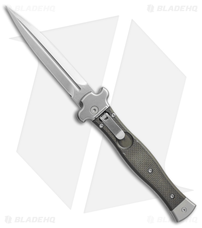 AGA Campolin Zero Dagger Leverlock Automatic Knife Green G-10 (3.75" Satin)
