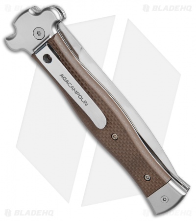 AGA Campolin Zero Dagger Leverlock Automatic Knife Brown G-10 (3.75" Satin) 