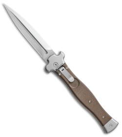 AGA Campolin Zero Dagger Leverlock Automatic Knife Brown G-10 (3.75" Satin) 