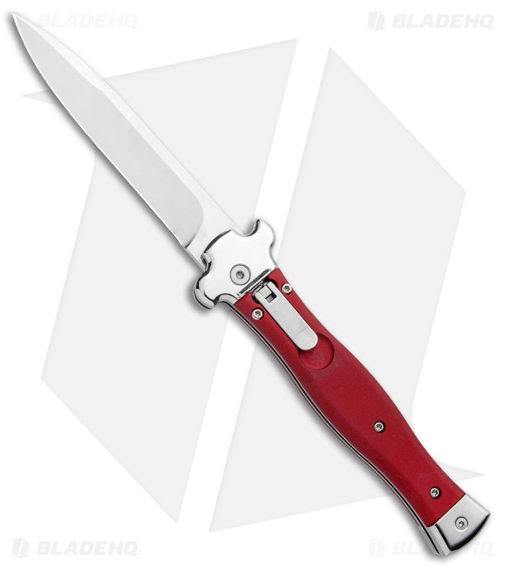 AGA Campolin Zero Italian Leverlock Automatic Knife Red Aluminum (3.75" Tumbled)