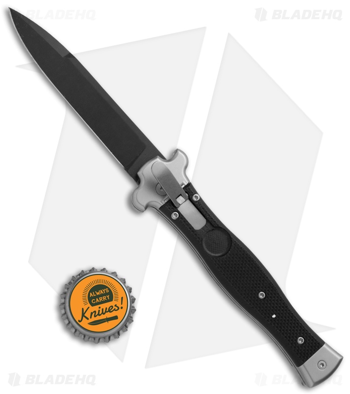 AGA Campolin Zero Italian Leverlock Automatic Knife Black G-10 (3.75" Black)
