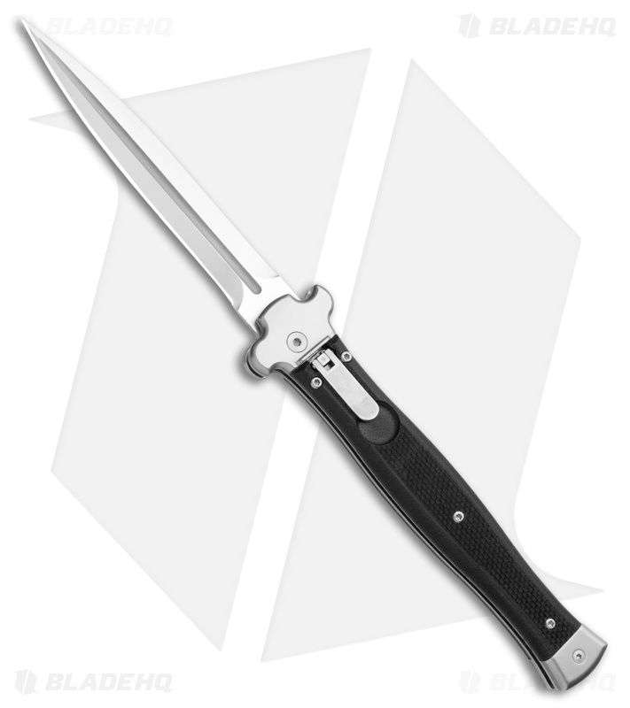 AGA Campolin Zero+ Italian Leverlock Automatic Knife Black G-10 (4.5"STN Dagger)