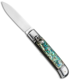 AKC Classic 8" Lever Lock  Automatic Italian Knife Abalone (3.2" Polish Flat)