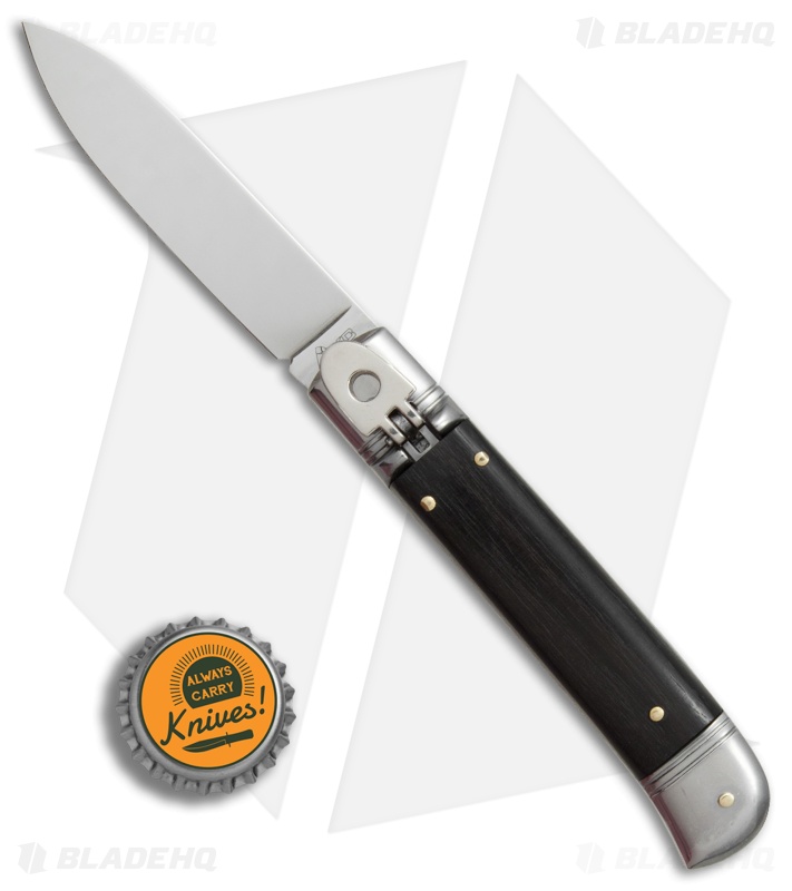 AKC 8" Lever Lock Italian Auto Ebony Wood (3.2" Polish Flat)