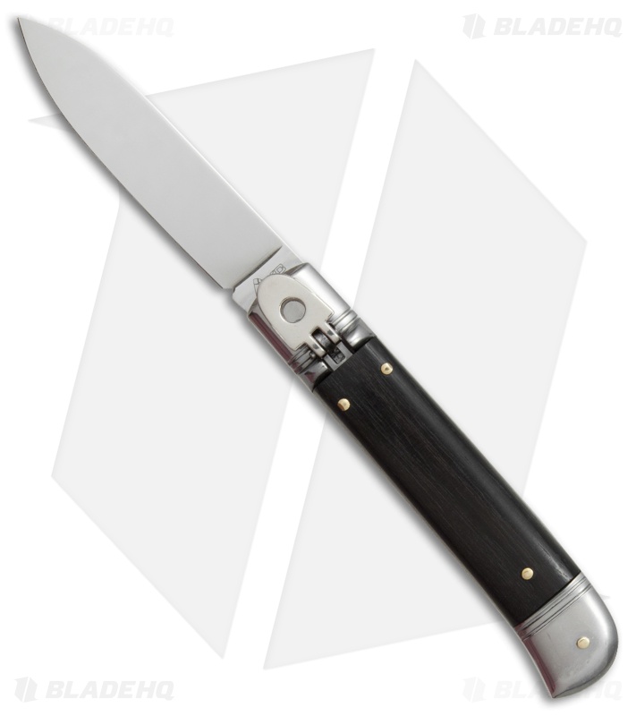 AKC 8" Lever Lock Italian Auto Ebony Wood (3.2" Polish Flat)
