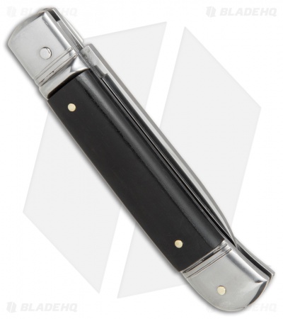 AKC 8" Lever Lock Italian Auto Ebony Wood (3.2" Polish Flat)