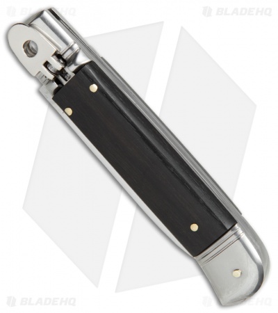 AKC 8" Lever Lock Italian Auto Ebony Wood (3.2" Polish Flat)