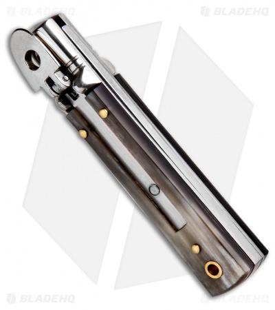 AKC Classic 6" Lever Lock  Automatic Italian Knife Brazilian Horn (2.25" Satin)