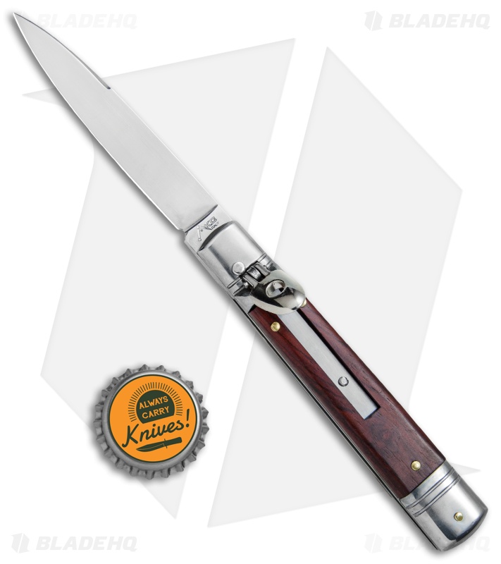 AKC 7.75" Slimline Lever Lock Automatic Knife Cocobolo (3.3" Satin Flat)