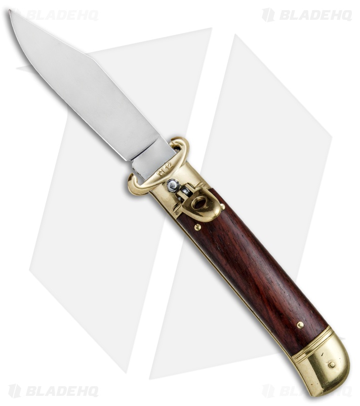 SKM 8" Lever Lock Italian Auto Cocobolo w/ Brass Bolster (3.2" Polish)