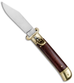 SKM 8" Lever Lock Italian Auto Cocobolo w/ Brass Bolster (3.2" Polish)