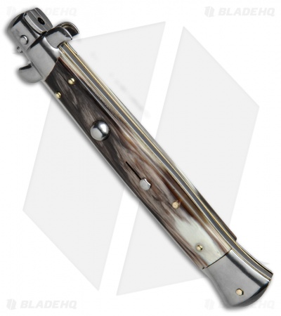 Frank B 11" Italian Stiletto Auto Brazilian Dark Horn (5" Satin Bayonet)