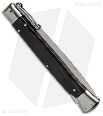 Frank B 11" Italian Stiletto Swinguard Automatic Dark Horn (5" Satin Dagger) 