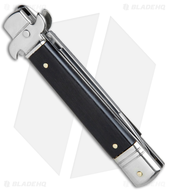 AKC Leverletto  7.5" Lever Lock  Automatic Italian Knife Ebony (3.2" Satin)