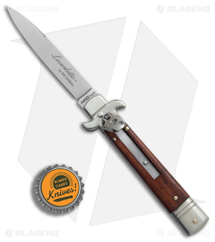 AKC Leverletto  7.75" Lever Lock  Auto Italian Knife Cocobolo (3.2" Satin Flat)