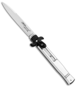 AKC Leverletto 9" Leverlock Automatic Italian Knife Polished Silver (4" Satin)