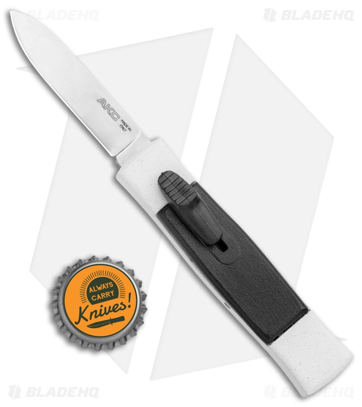 AKC Minion Concord Spear Point OTF Automatic Knife White/Black (2.4" Satin)