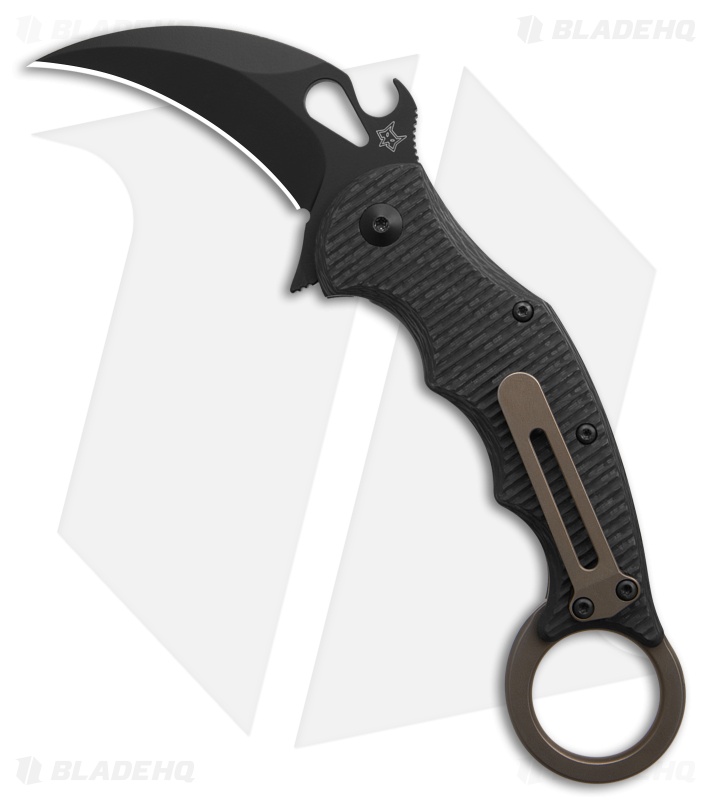 FOX Knives Karambit Frame Lock Knife Tan Titanium/CF (2.56" Black) FX-599TIC