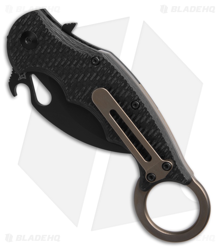 FOX Knives Karambit Frame Lock Knife Tan Titanium/CF (2.56" Black) FX-599TIC