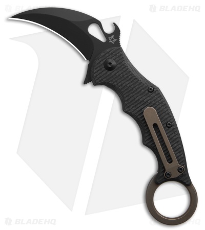 FOX Knives Karambit Frame Lock Knife Tan Titanium/CF (2.56" Black) FX-599TIC